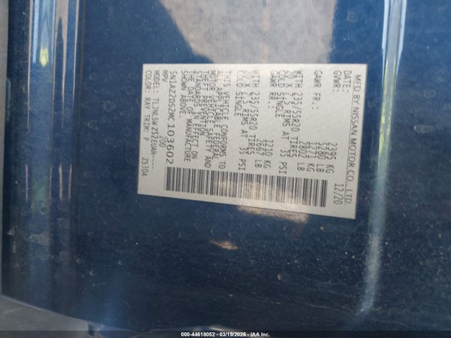 2021 NISSAN MURANO 5N1AZ2DS2MC103602 Photo 8