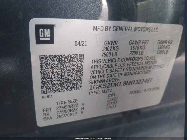 GMC Yukon 4wd Denali 2021 1GKS2DKL8MR322487 Image 9