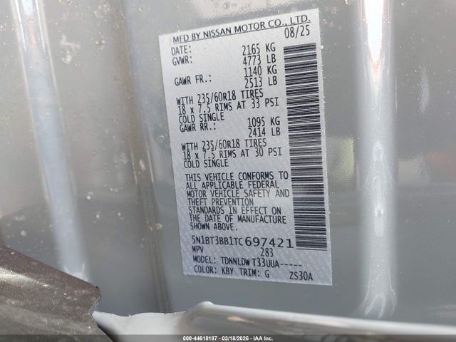 5N1BT3BB1TC697421 Nissan ROGUE SV