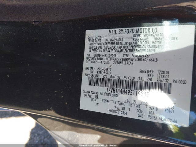 2009 FORD MUSTANG 1ZVHT84N495119245 Photo 8