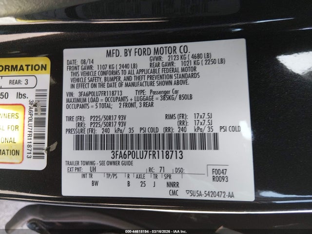 2015 FORD FUSION HYBRID 3FA6P0LU7FR118713 Photo 8