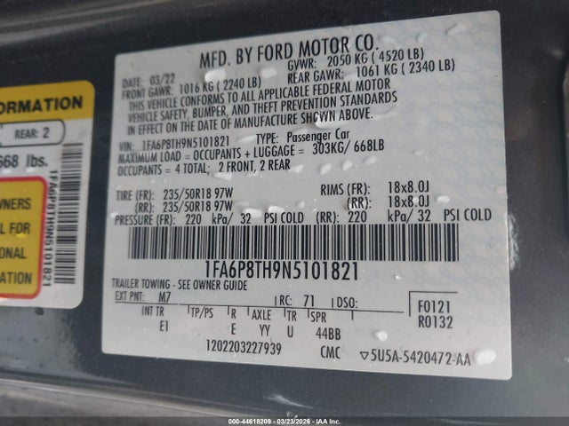 Ford Mustang Ecoboost Premium Fastback 2022 1FA6P8TH9N5101821 Image 9