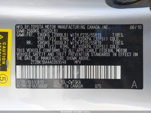 Продажа на аукционе авто 2010 Lexus Rx 350, vin: 2T2BK1BA4AC069548, номер лота: 44618220