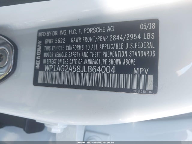 Продаж на аукціоні авто 2018 Porsche Macan Gts, vin: WP1AG2A58JLB64004, номер лоту: 44618243