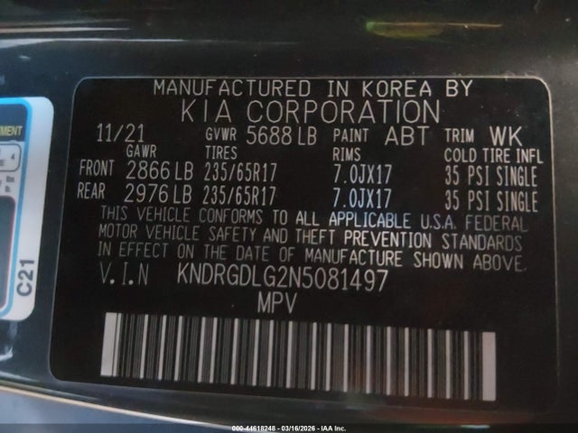 KNDRGDLG2N5081497 KIA Sorento Hybrid S