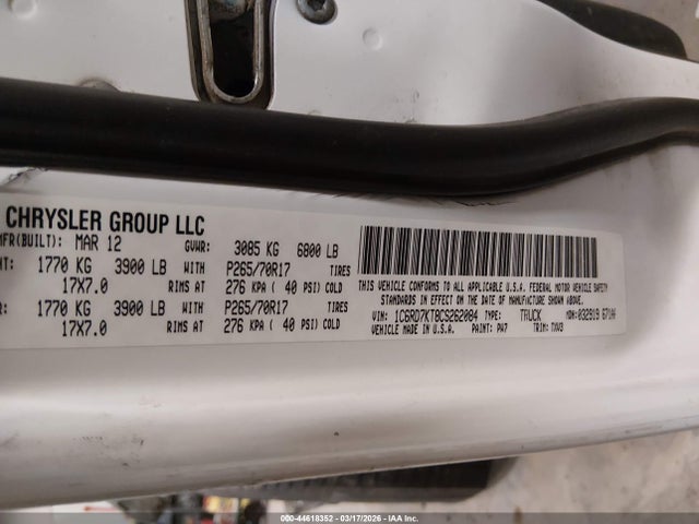 Aukcja sprzedaży 2012 Ram 1500 St, vin: 1C6RD7KT8CS262084, numer aukcji: 44618352