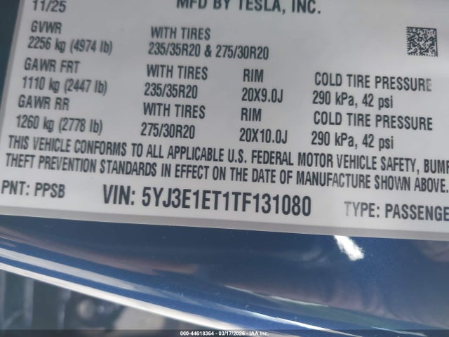 2026 TESLA MODEL 3 5YJ3E1ET1TF131080 Photo 8