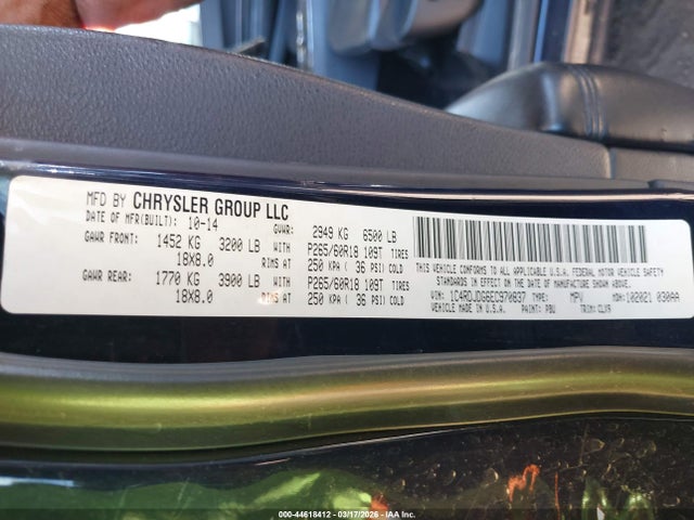 Dodge DURANGO LIMITED 2014 1C4RDJDG6EC970837 Image 9