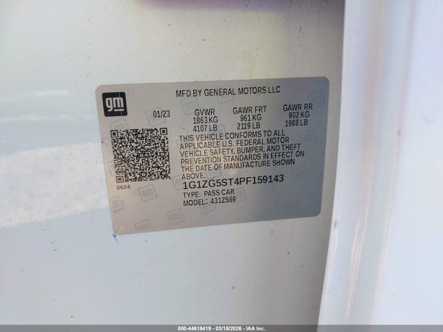 1G1ZG5ST4PF159143 Chevrolet Malibu Fwd Rs