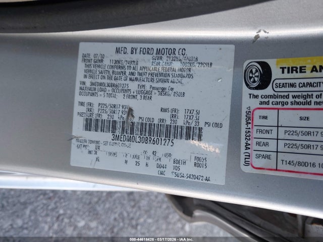Продаж на аукціоні авто 2011 Mercury Milan Hybrid, vin: 3MEDM0L30BR601275, номер лоту: 44618428