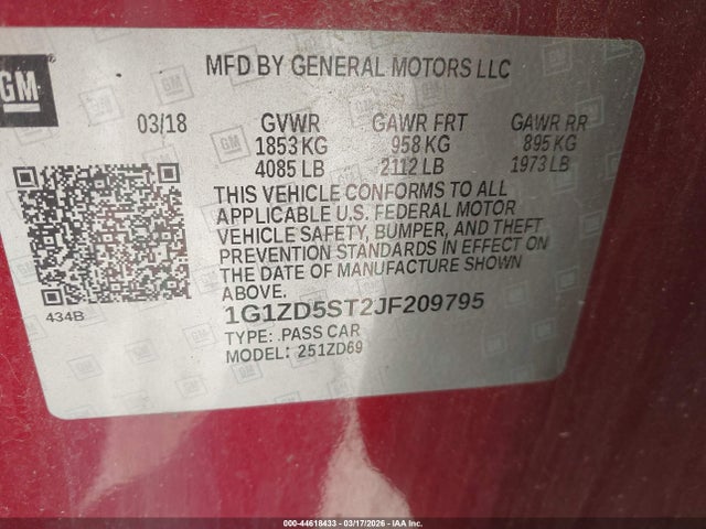 Chevrolet MALIBU LT 2018 1G1ZD5ST2JF209795 Image 9