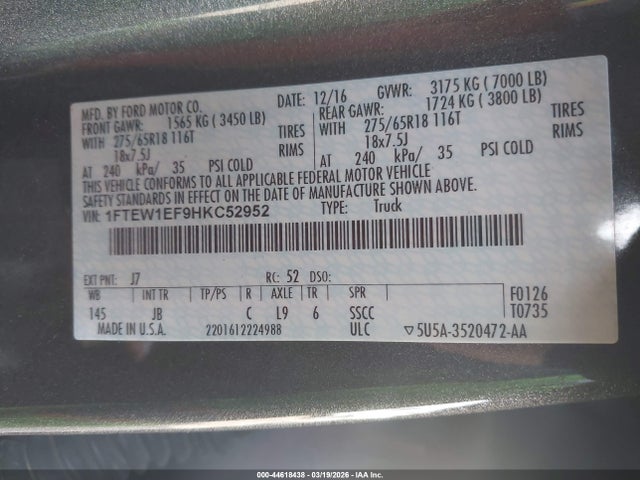 2017 FORD F-150 1FTEW1EF9HKC52952 Photo 8
