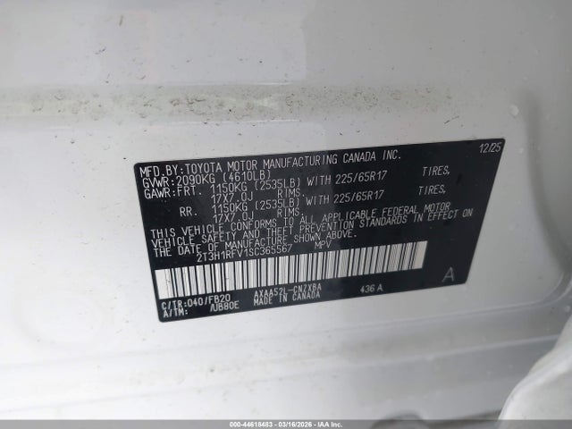 Продажа на аукционе авто 2025 Toyota Rav4 Le, vin: 2T3H1RFV1SC365567, номер лота: 44618483