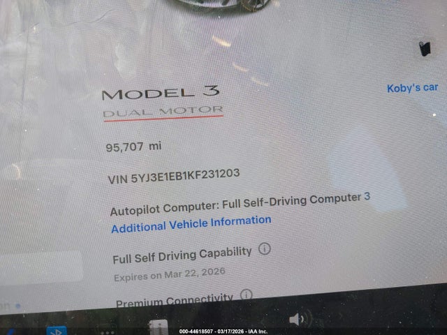 Продаж на аукціоні авто 2019 Tesla Model 3 Long Range/performance, vin: 5YJ3E1EB1KF231203, номер лоту: 44618507