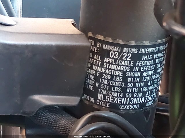 ML5EXEN13NDA75031 Kawasaki Ex650 N