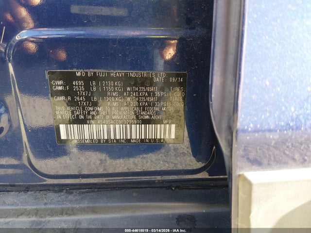 4S4BSACC9F3225910 Subaru Outback 2.5i Premium