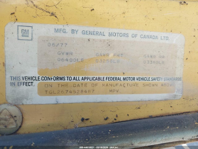 44618521 :رقم المزاد ، TGL2674528487 vin ، 1977 Gmc Van مزاد بيع