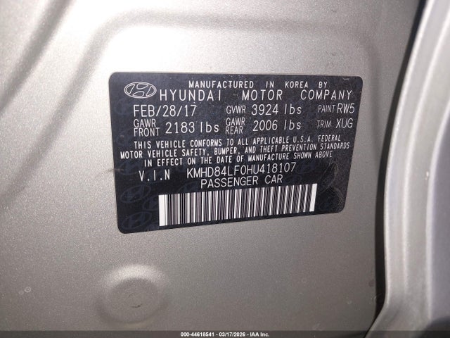 2017 HYUNDAI ELANTRA KMHD84LF0HU418107 Photo 8