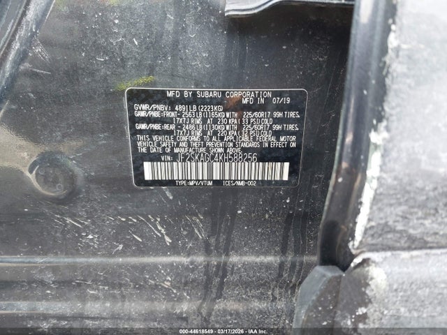 Aukcja sprzedaży 2019 Subaru Forester Premium, vin: JF2SKAGC4KH588256, numer aukcji: 44618549