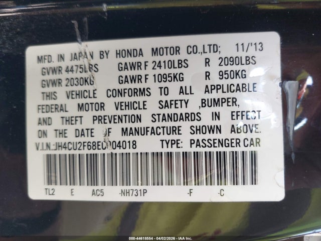 Продаж на аукціоні авто 2014 Acura Tsx 2.4, vin: JH4CU2F68EC004018, номер лоту: 44618554