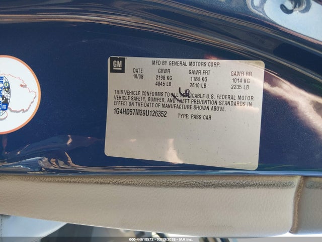 Продаж на аукціоні авто 2009 Buick Lucerne Cxl-5, vin: 1G4HD57M39U126352, номер лоту: 44618572