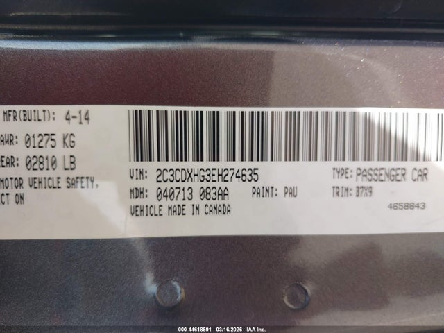 2C3CDXHG3EH274635 Dodge Charger Sxt