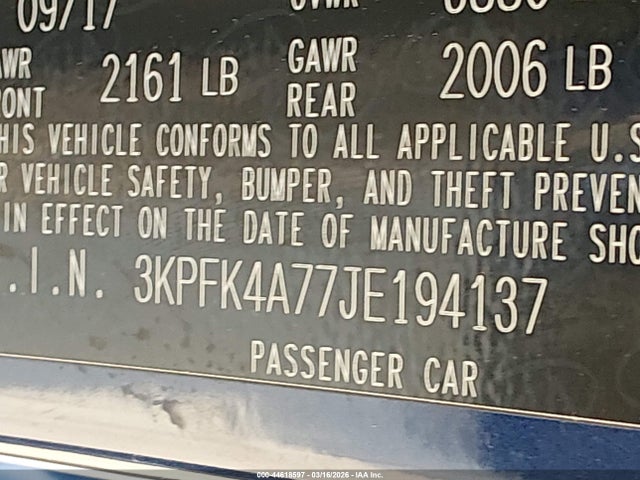 3KPFK4A77JE194137 KIA FORTE LX