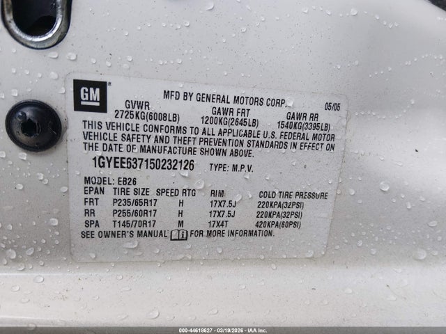 Продаж на аукціоні авто 2005 Cadillac Srx V6, vin: 1GYEE637150232126, номер лоту: 44618627