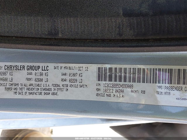 Продажа на аукционе авто 2013 Chrysler 200 Touring, vin: 1C3CCBBB5DN593009, номер лота: 44618789