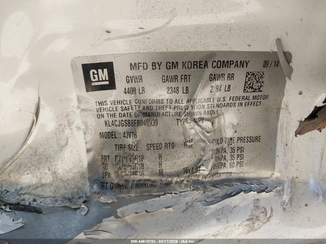 2015 Buick Encore Leather მანქანა იყიდება აუქციონზე, vin: KL4CJGSB8FB049939, აუქციონის ნომერი: 44618792