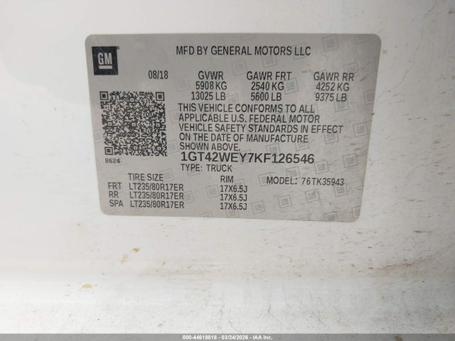 44618818 :رقم المزاد ، 1GT42WEY7KF126546 vin ، 2019 Gmc Sierra 3500hd Denali مزاد بيع