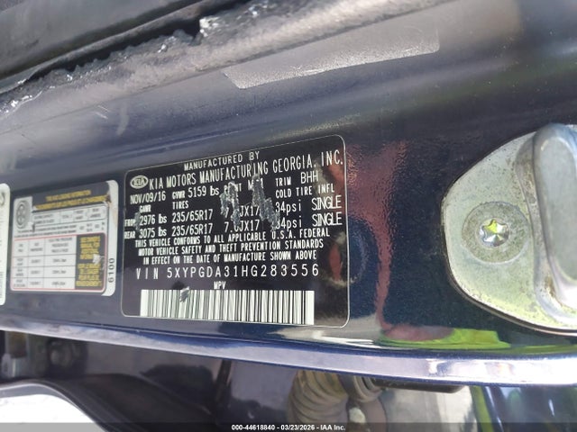 Продажа на аукционе авто 2017 Kia Sorento 2.4l Lx, vin: 5XYPGDA31HG283556, номер лота: 44618840