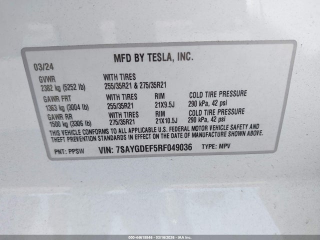 2024 TESLA MODEL Y 7SAYGDEF5RF049036 Photo 8