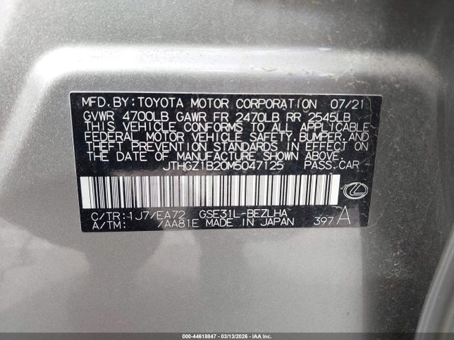 JTHGZ1B20M5047125 Lexus Is 350 F Sport