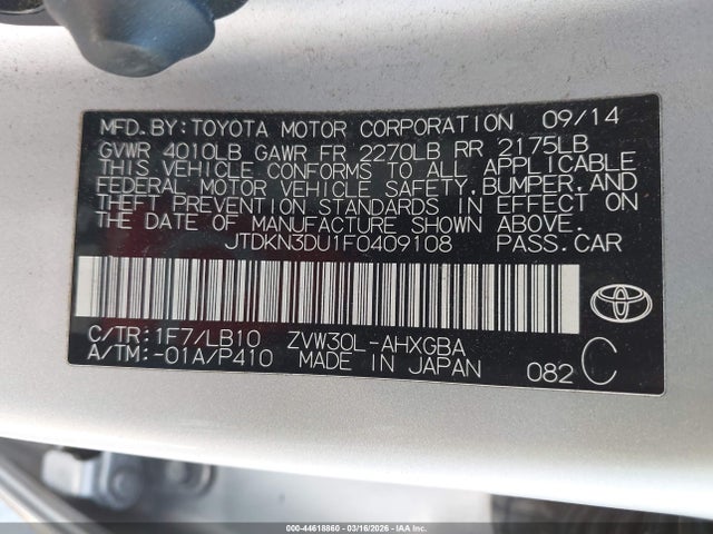 Toyota Prius Four 2015 JTDKN3DU1F0409108 Image 9