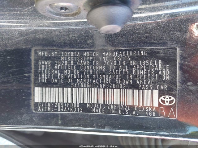 Toyota Corolla S Plus 2016 5YFBURHE7GP376003 Image 9