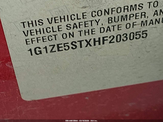 1G1ZE5STXHF203055 Chevrolet MALIBU 1LT