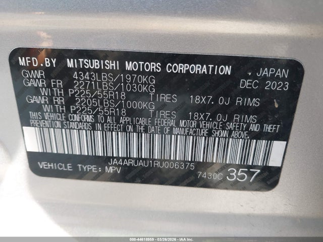 2024 MITSUBISHI OUTLANDER SPORT JA4ARUAU1RU006375 Photo 8