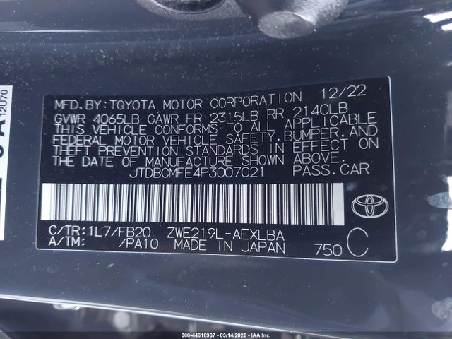 2023 TOYOTA COROLLA JTDBCMFE4P3007021 Photo 8