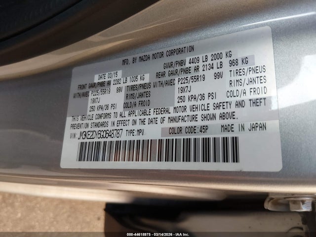 Aukcja sprzedaży 2016 Mazda Cx-5 Grand Touring, vin: JM3KE2DY6G0648787, numer aukcji: 44618975