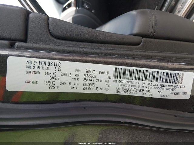 Aukcja sprzedaży 2015 Jeep Grand Cherokee Summit, vin: 1C4RJFJM1FC879895, numer aukcji: 44619003