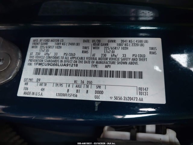 Ford ESCAPE SE 2020 1FMCU9G66LUA91218 Image 9