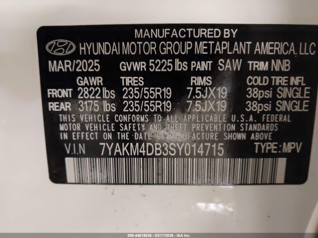 7YAKM4DB3SY014715 Hyundai Ioniq 5 Se Standard Range