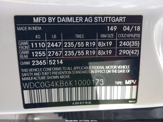 Aukcja sprzedaży 2019 Mercedes-benz Glc 300 4matic, vin: WDC0G4KB6K1000173, numer aukcji: 44619049