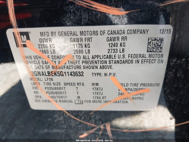 2GNALBEK5G1143632 Chevrolet EQUINOX LS