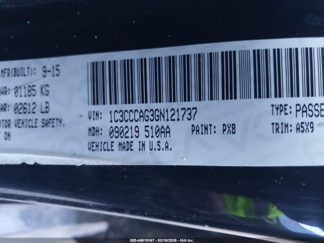 Продажа на аукционе авто 2016 Chrysler 200 Limited, vin: 1C3CCCAG3GN121737, номер лота: 44619167