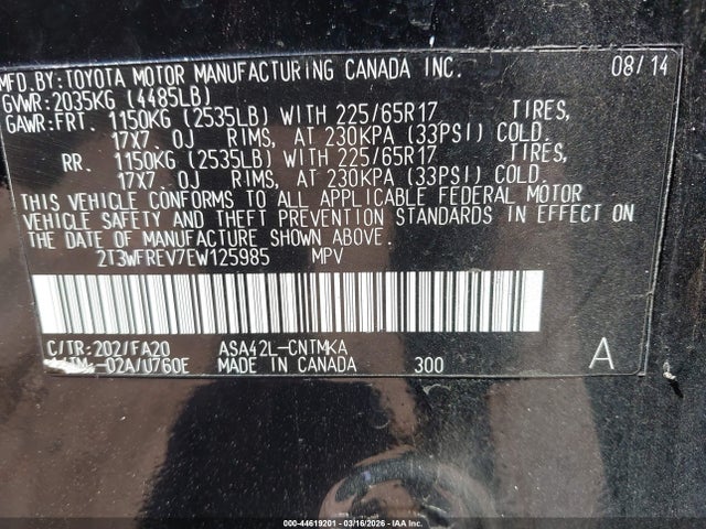 Toyota Rav4 Xle 2014 2T3WFREV7EW125985 Image 9