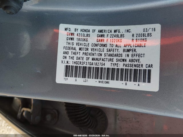 1HGCR2F37GA182754 Honda ACCORD LX