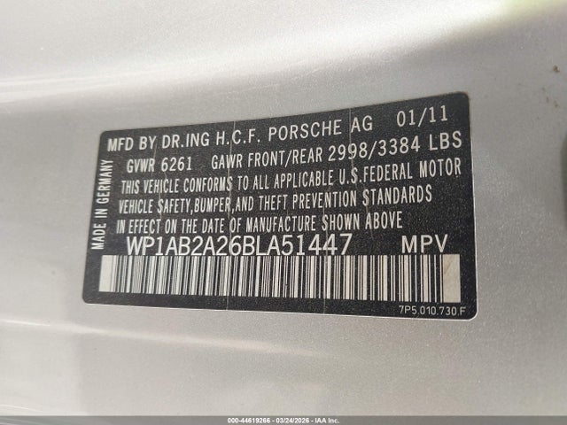 2011 PORSCHE CAYENNE WP1AB2A26BLA51447 Photo 8