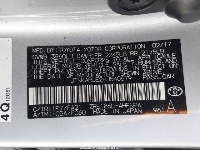 JTNKARJE2HJ540679 Toyota COROLLA IM